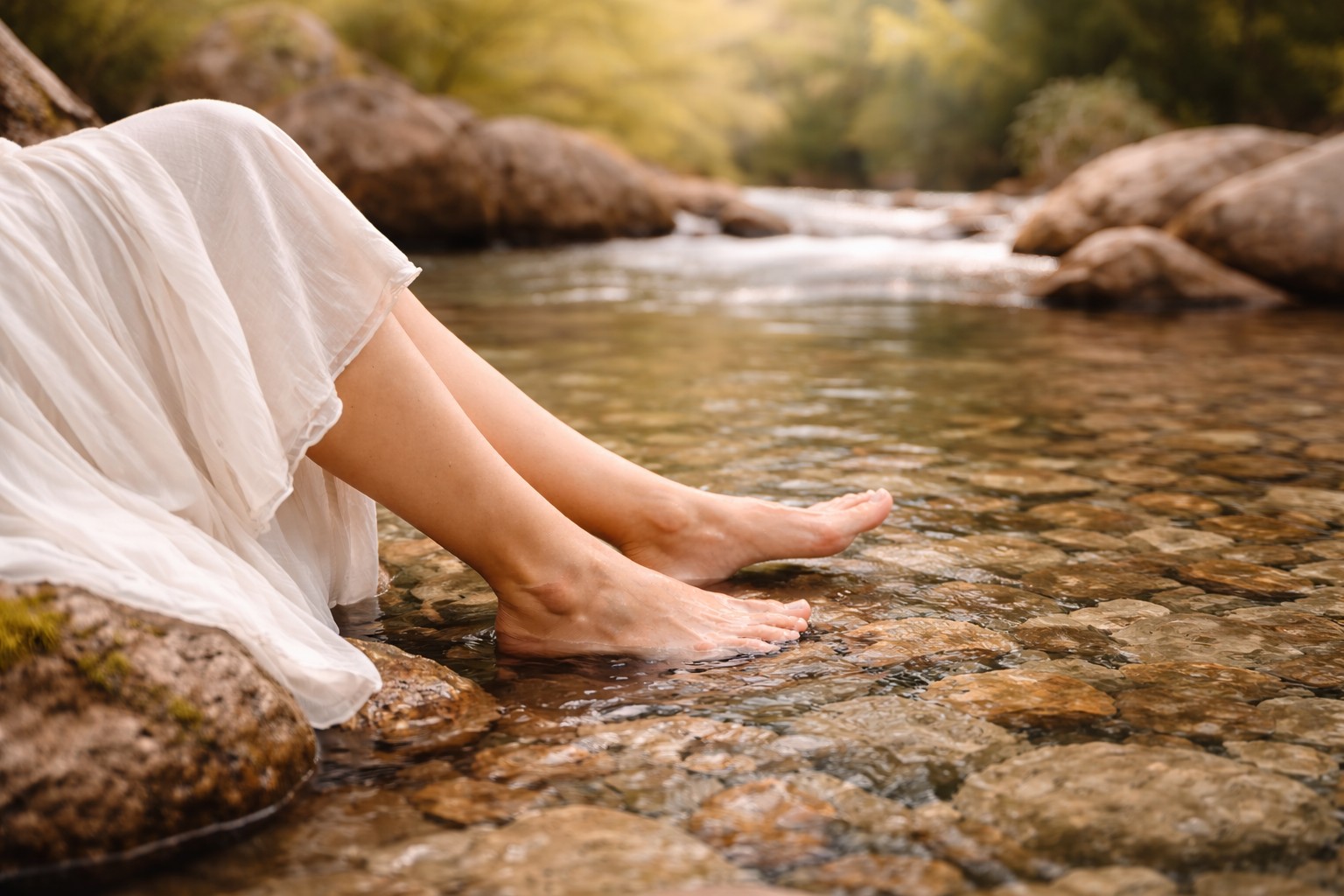 Feet in river